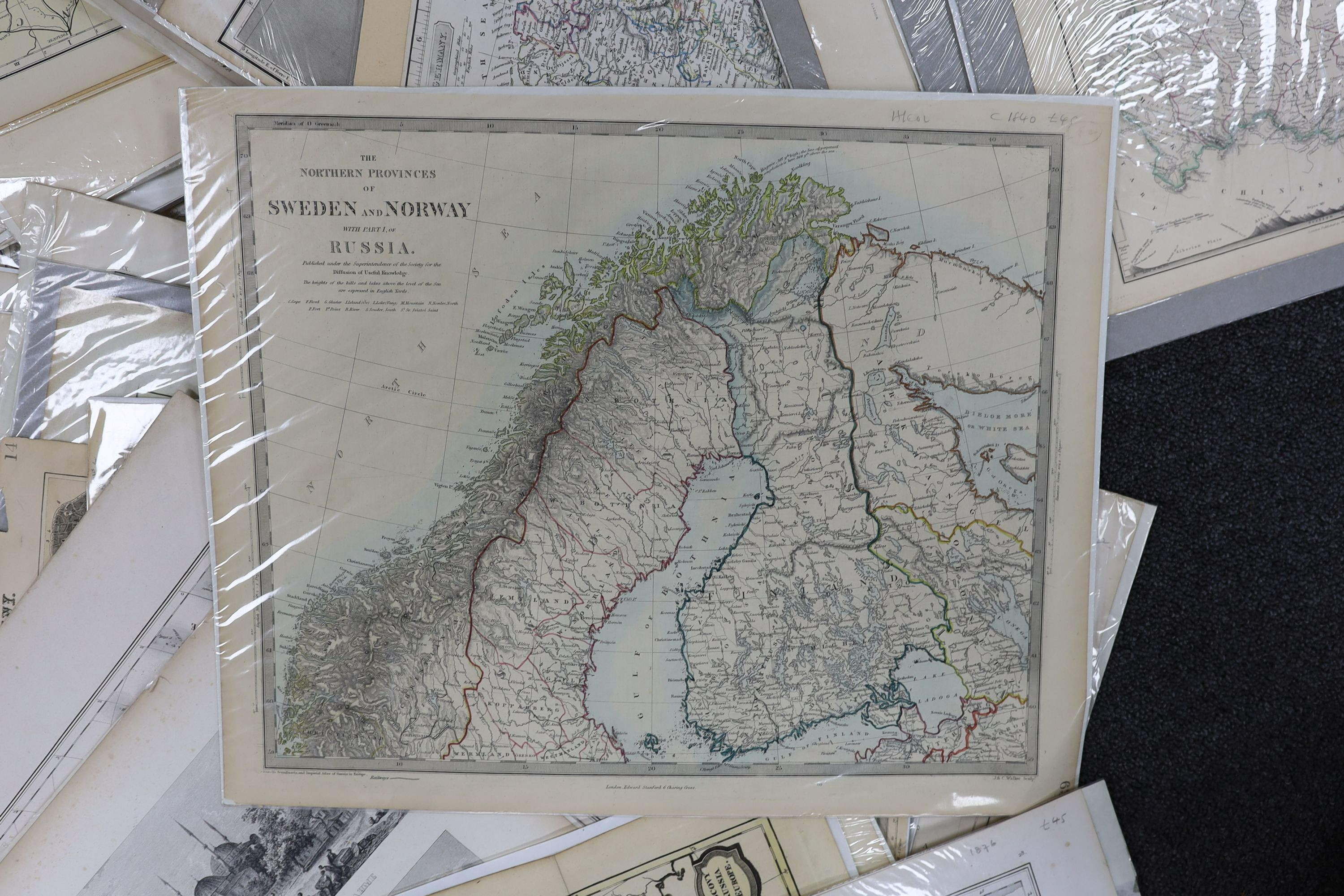 A porfolio of 18th and 19th century European maps and other engravings